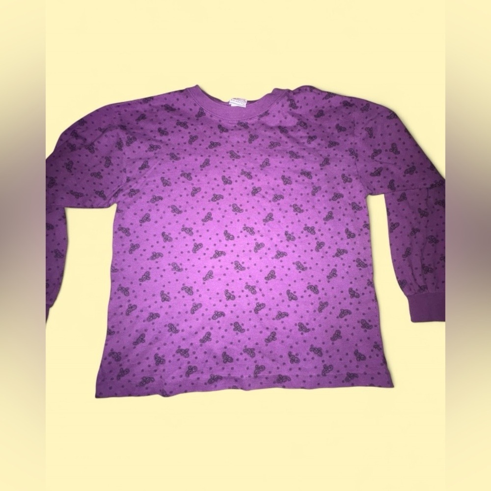 Palmettos Purple Paisley Long Sleeve Crew Neck Pullover - Size Small - Picture 3 of 5